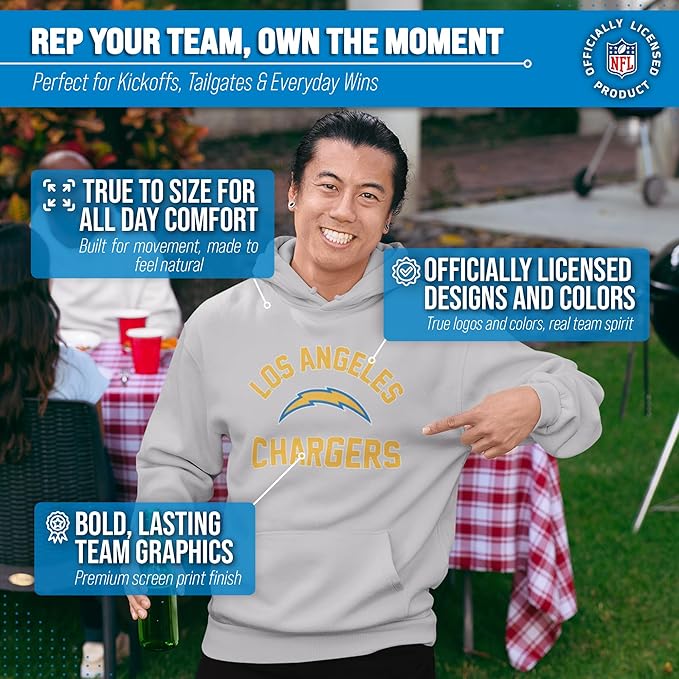 Team Fan Apparel NFL Adult Gameday Hooded Sweatshirt - Poly Fleece Cotton Blend - Stay Warm and Represent Your Team in Style