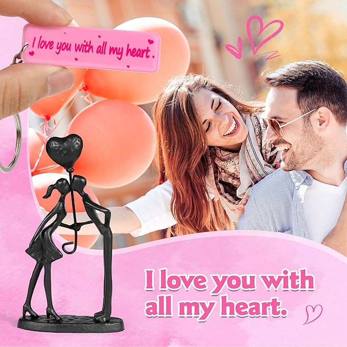 Kissing Couple Small Statue Cast Iron Sculpture Decor, Valentines Gifts for Her Wife Him, Wedding Anniversary Romantic Gifts for Couple Women Men Wife Husband Girlfriend Birthday