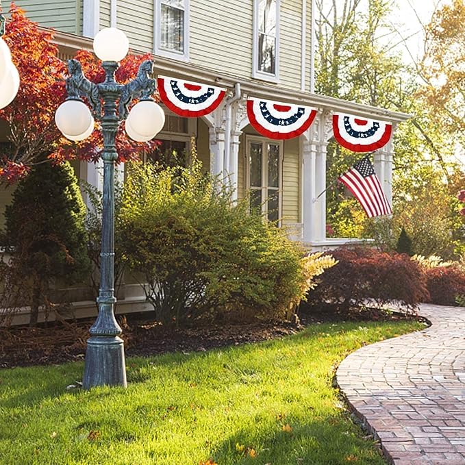 EBaokuup 16 Pcs USA Patriotic Pleated Fan Flags-3 x1.5 Ft American US Flag Bunting Banner Patriotic Bunting Flag Stars and Stripes Flag Bunting for Memorial Day The 4th of July and Labour Day