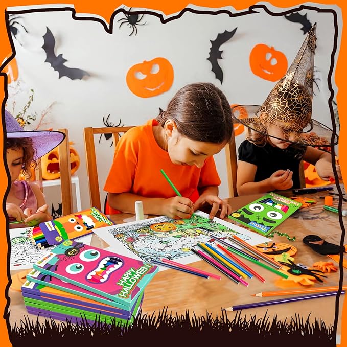 MOVINPE 288 Count Halloween Colored Pencils Bulk for Kids, 24-Box Pre‑Sharpened Colored Pencils 12 Vivid Colors Trick or Treating Party Favor Supplies Halloween Goody Bags, Classroom Gift Prize
