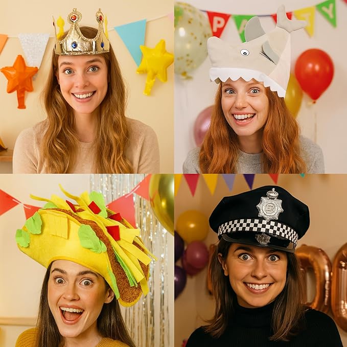 KEPATO Funny Party Hats Halloween Costume Hats, Assorted Bulk Photo Booth Props, Holiday Birthday Dress Up Accessories