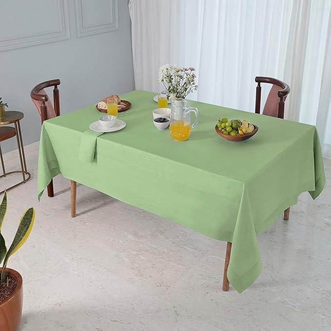 D'Moksha Homes Sage Green Linen Tablecloth 60 x 84 Inch - 100% Pure Linen Table Cloth for Rectangle Tables - Machine Washable Cloth Tablecloth for Spring, St Patricks Day, Easter