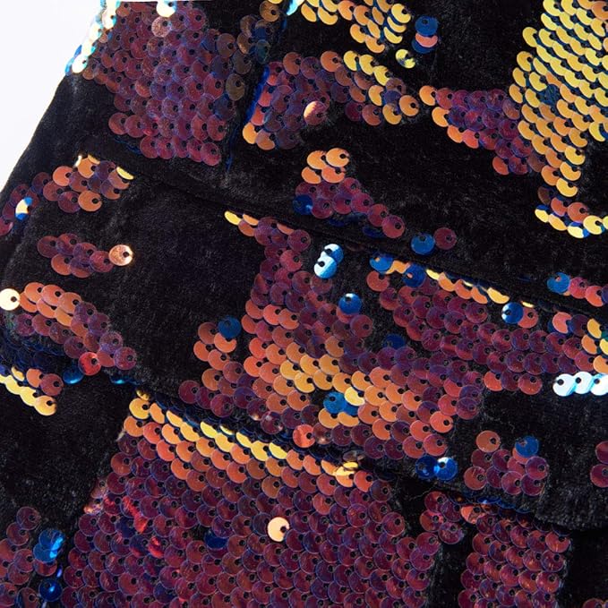 Men Fashion Velvet Sequins Floral Pattern Suit Jacket Blazer