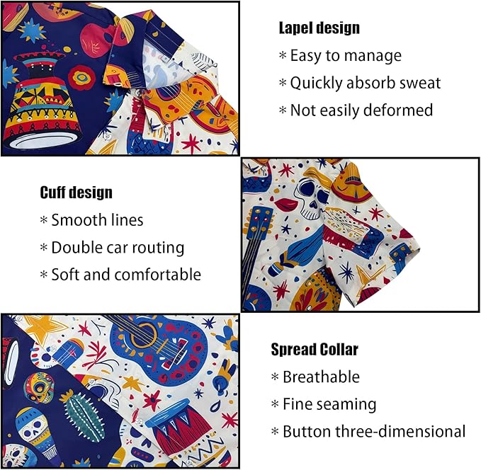 Men's Hawaiian Shirt and Shorts Set 2 Piece Beach Outfits with Bucket Hats for Beach Days and Summer Vibes