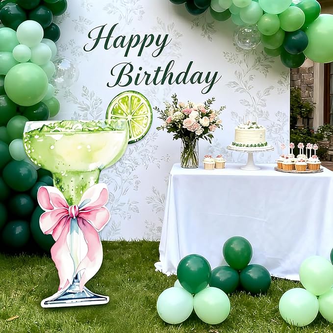 4ft Large Martini Bow Cardboard A Tini Bit Older Birthday Cutout Stand Green Margarita Backdrop Decorations for Women Coquette Bachelorette Bridal Shower Party Decor