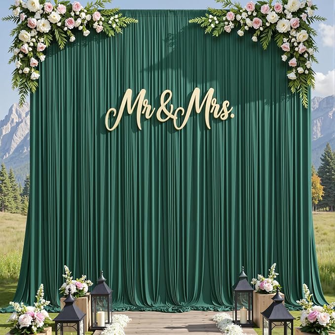 30ft x 15ft Hunter Green Wrinkle Free Backdrop Curtains for Parties,Silky Polyester Fabric Wedding Ceiling Drapes,6 Panels 15ft Photo Back Drop Drapes for Birthday Photography Stage Background Cloth