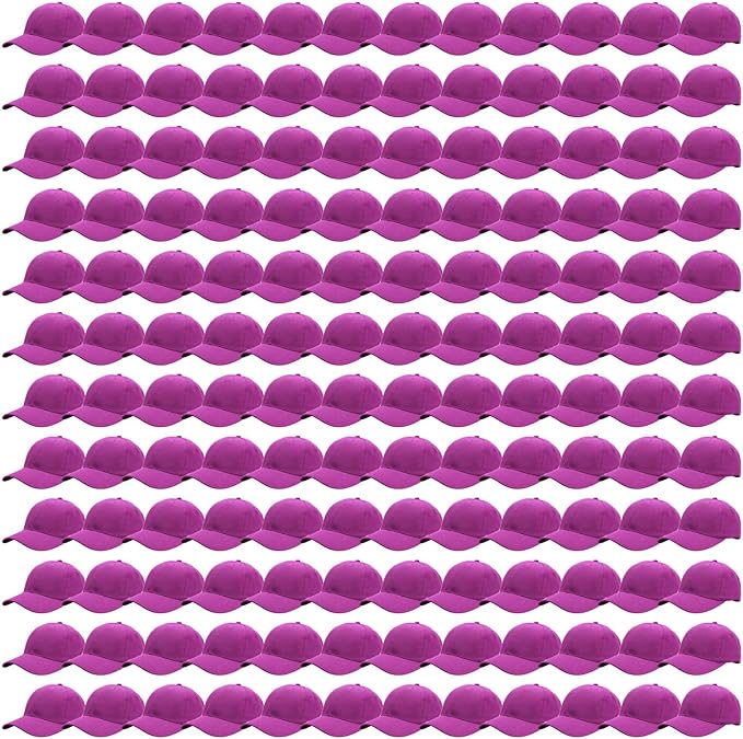 Falari 24/144 Pack Unisex Baseball Cap Bulk Wholesale Plain Blank Hat Adjustable Size