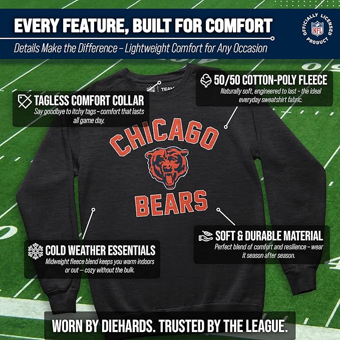 Team Fan Apparel NFL Adult Gameday Football Crewneck Sweatshirt - Cotton Blend - Stay warm, comfortable & stylish on game day