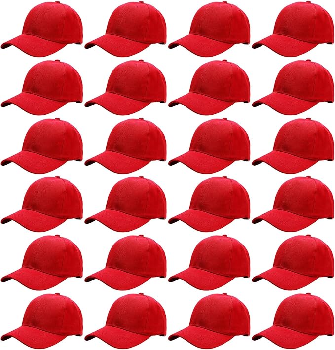 Falari 24/144 Pack Unisex Baseball Cap Bulk Wholesale Plain Blank Hat Adjustable Size
