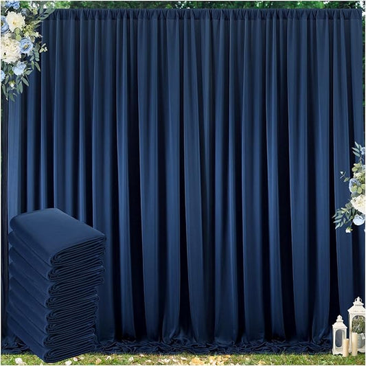 40 ft x 10 ft Wrinkle Free Navy Blue Backdrop Curtain for Parties,Polyester Photo Backdrop Drapes, Thick Background 8 Panels 5ft x 10ft for Baby Shower Wedding Birthday Party Backdrop Stand