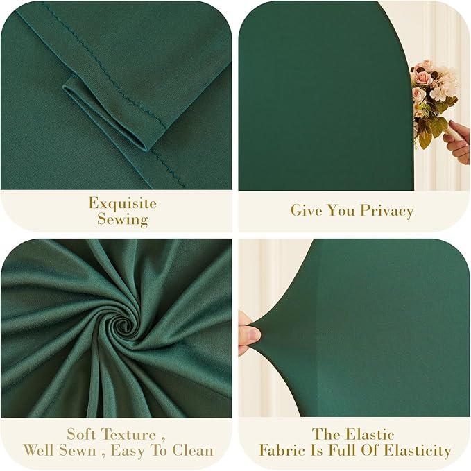 Hunter Green Arch Cover 3 Set - 6FT, 6.6FT, 7.2FT Hunter Green Arch Backdrop Cover Spandex Wedding Arch Stand Covers for Birthday Party Baby Shower Wedding Bridal Shower Photo Background Decorations