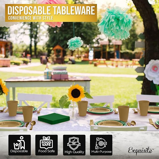 Exquisite 350 Pcs St. Patricks Plastic Plates For Party St. Patricks Disposable Plates Set, 50 Of Each 9" Dinner Plate Set, 7" Dessert Plate, Cups, Napkins & Cutlery Plastic Dinnerware