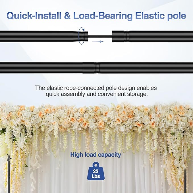 EMART 10x7.7ft Rolling Backdrop Stand with Wheels, Adjustable and Moveable Photo Backdrop Banner Stand for Studio Photography, Wedding, Party Decoration, Video Recording, Events Decoration