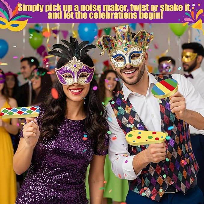 60 Pcs Metal Purim Gragger Noise Makers for Sporting Event Colorful Party Noise Makers Bulk Novelty Assorted Purim Gragger Party Favor for Holiday, Football Games, Pep Rally Supplies (New Year)