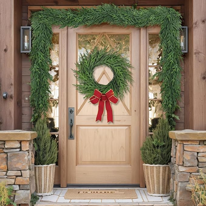 Artgar 12Ft (2 * 6ft) Christmas Pine Garland, 2 Pcs Real Touch Pine Garland, Artificial Realistic Greenery Garlands for Mantle Table Stair Window Porch Indoor Outdoor Winter Xmas Holiday Decorations