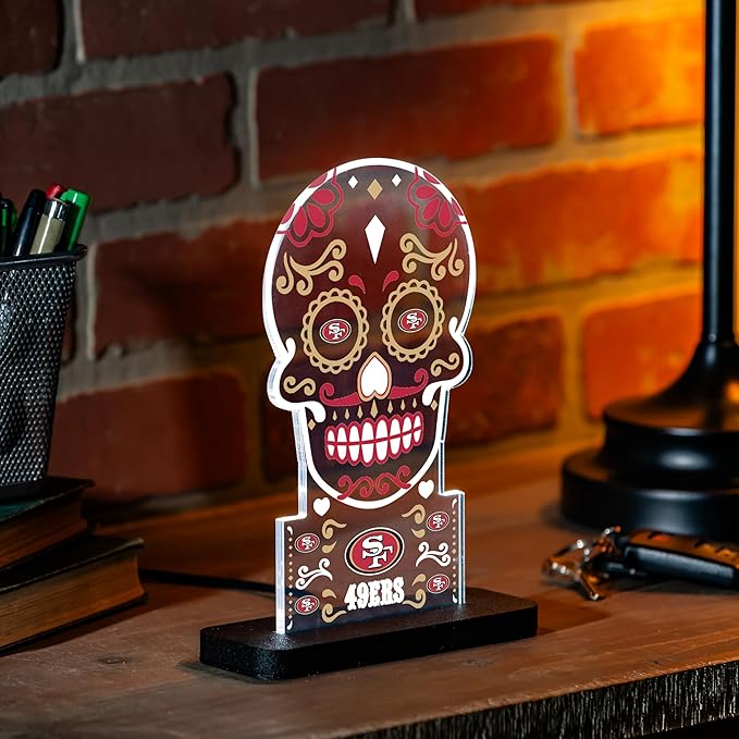 San Francisco 49ers NFL Football Sugar Skull Desklite LED Decor