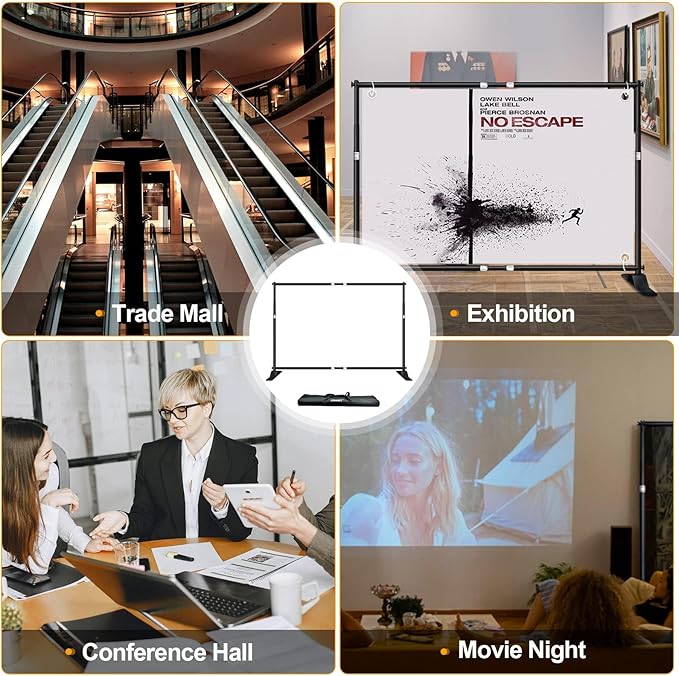 EMART 10x8 ft Heavy Duty Banner Stand Kit, Adjustable Frame for Step and Repeat Backdrops, Ideal for Photography, Trade Shows, and Photo Booths
