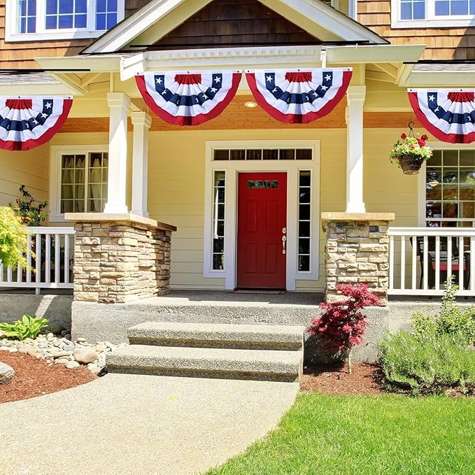 Memorial Days Large Patriotic US Flag Bunting for Labor Day and Veterans Day Celebration Decorations Large American Stripe Swag (5pack-Bunting-2x4Ft)