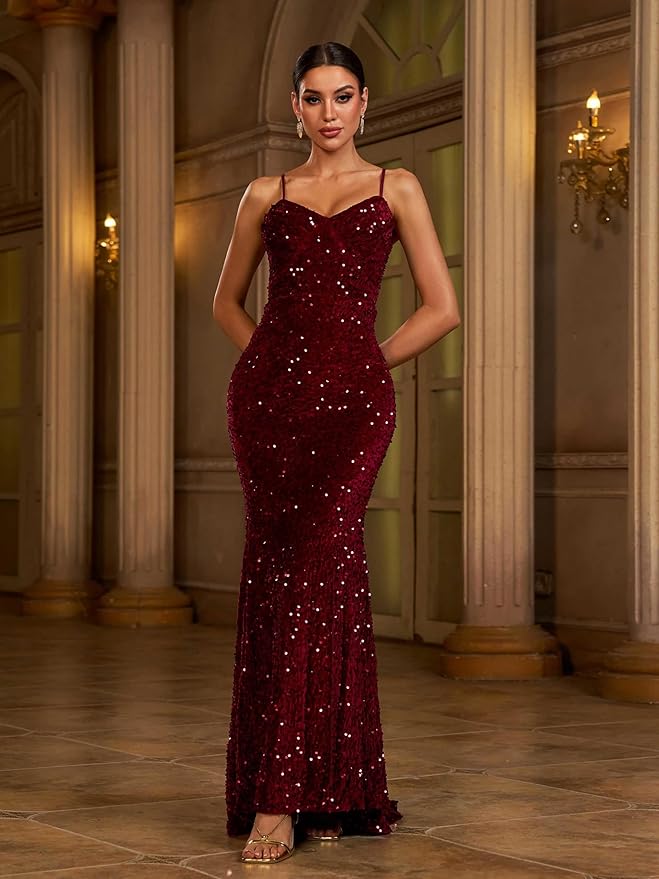Evening Formal Dresses for Women Sequin Prom Wedding Guest Cocktail Dress Party Sexy Maxi Elegant Bodycon Night Gown