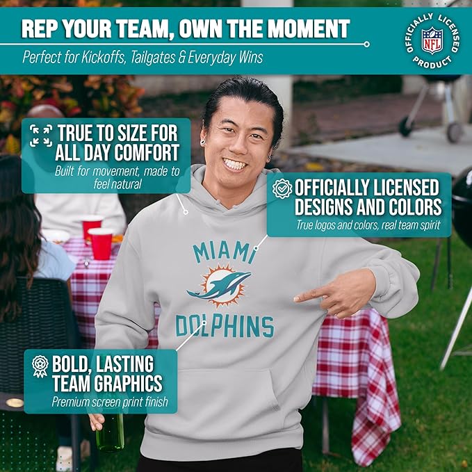 Team Fan Apparel NFL Adult Gameday Hooded Sweatshirt - Poly Fleece Cotton Blend - Stay Warm and Represent Your Team in Style