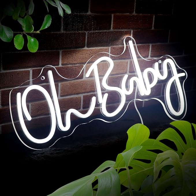 Oh Baby Neon Sign for Backdrop Wall Decor LED Neon Lights for Baby Shower Decorations Boy and Girl Baby Room Decor LED Light Up Sign for Party Decorations Photo Prop USB 21.7x10 Inch (white)