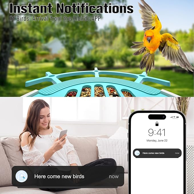 Bird Feeder with Camera 3W Solar Powered Panel Valentines Day Gifts: Smart Bird Feeder for Outdoors with AI Birds Identify Auto Capture, 2K Live Video, Ideal Gift for Parents Men Women(Blue)