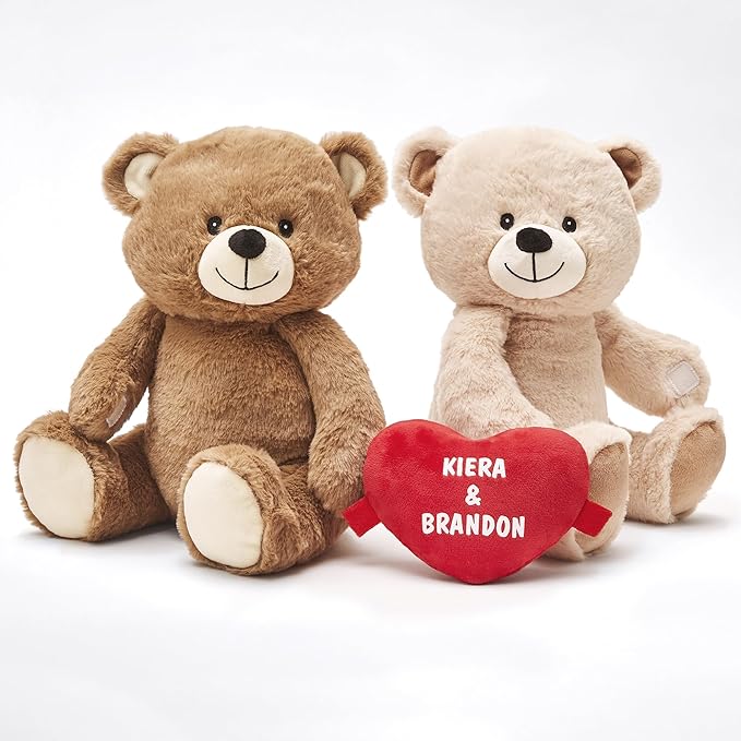 Let's Make Memories Personalized Kissy Plush Bears for Couples or Kids - Valentines Day - for Him - for Her - Romantic Stuffed Animals - Love - Amor - Te Amo - I Love You - Teddy Bears