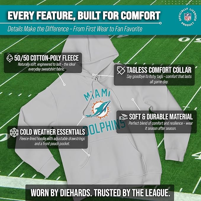 Team Fan Apparel NFL Adult Gameday Hooded Sweatshirt - Poly Fleece Cotton Blend - Stay Warm and Represent Your Team in Style