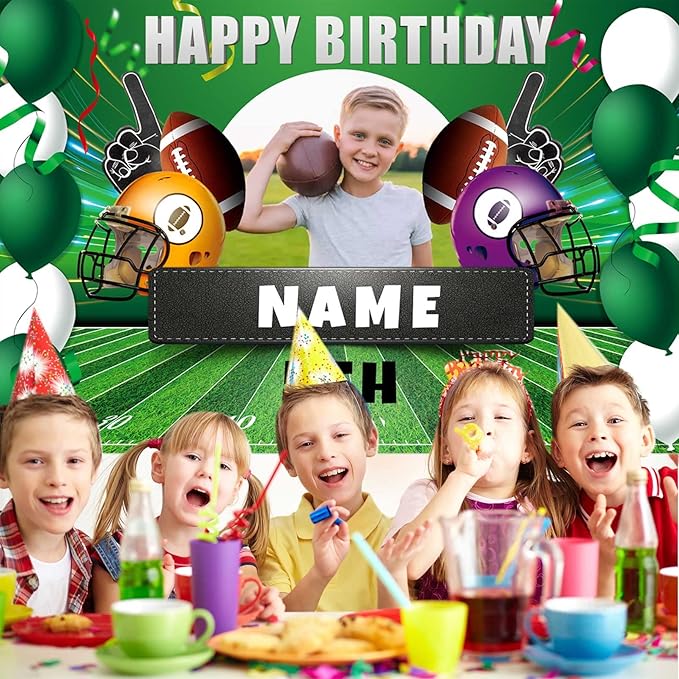 Custom Football Sports Happy Birthday Party Decorations Supplies Personalized Football Sports Birthday Backdrop Banner(6x9ft)