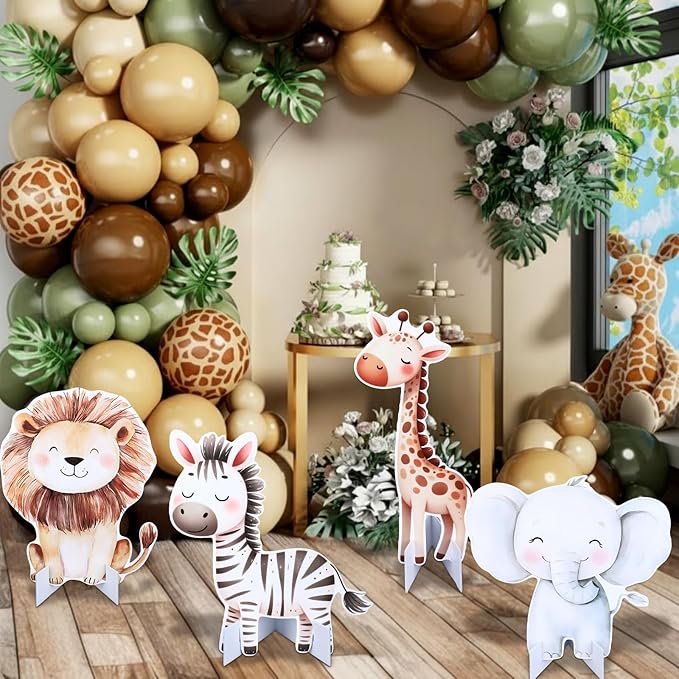 4 Pcs Large Jungle Animals Decorations 23.6 Inch Safari Birthday Decorations Jungle Animals Cutouts Backdrop Booth Props Party Supplies for Wildlife Theme Birthday Party Decor