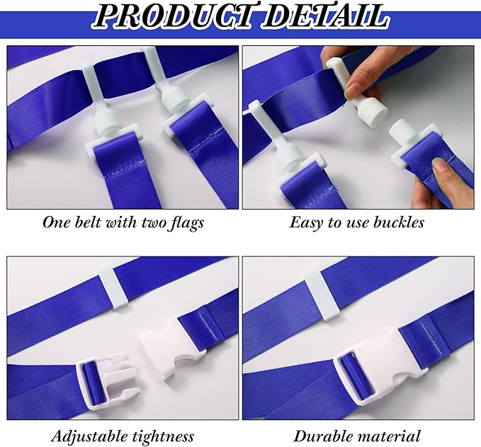 Peryiter 2/12/24/36 Player Flag Football Belt, Adjustable Football Belts and Flags for Kids Youth Adult Sport Team Training