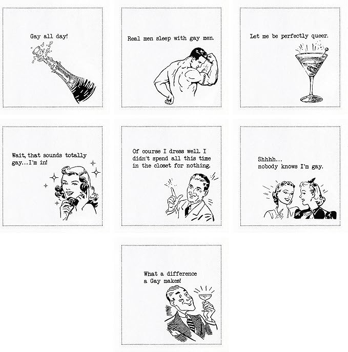 Five Star Funny Pride Graphics Quotes | White Cotton Cocktail Napkins | 50 Luxury Disposable Beverage Napkins with Witty Bar Quotes | Drink Napkins for Parties, Bars, Weddings & Game Nights