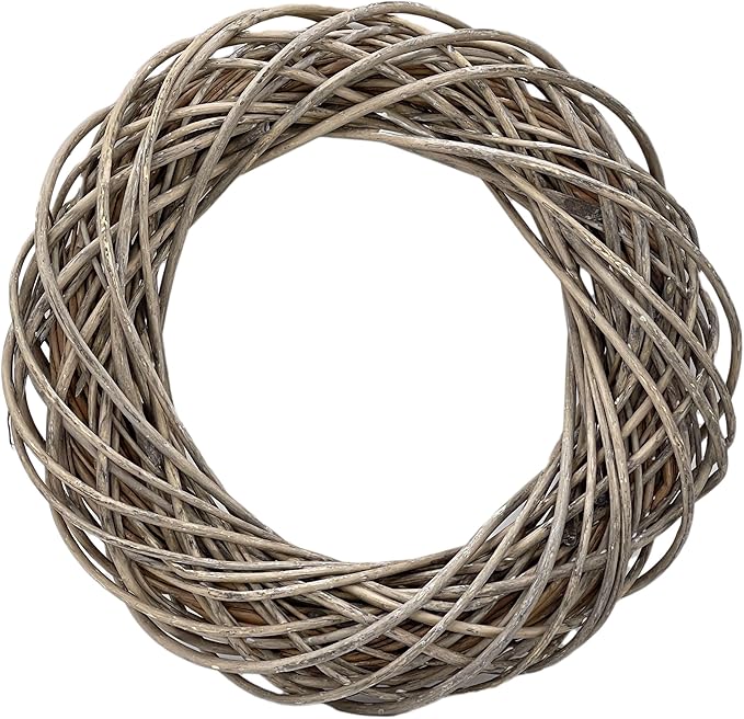 Galt International Natural Woven Weeping Willow Rattan Ring Wreath 21.7" Neutral Tone Home Decor Christmas Fall Harvest Thansgiving Wreath for Front Door