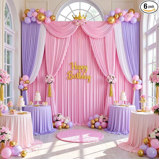 30ftx15ft Baby Pink Wrinkle Free Backdrop Curtain for Parties-Silky Polyester Fabric Wedding Ceiling Drapes-2 Panels 15ft Long Photo Backdrop Drapes for Baby Shower Photography Stage Background Cloth