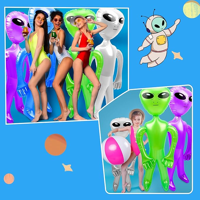 8 Pack 67 Inch Giant Inflatable Alien Halloween Jumbo Alien Inflate Large Blow Up Alien Balloons for Halloween Alien Party (Color Set 1)