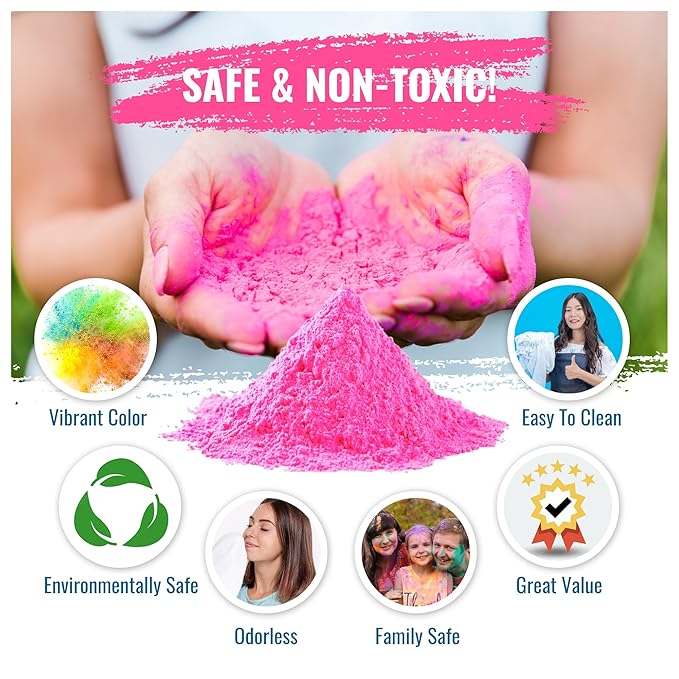 Color Blaze Baby Gender Reveal Color Powder Packets - 75 g Each - 25 Packs of Pink Colored Powder for Girl - For Car & Motorcycle Burnout, Exhaust, Color Toss, Photoshoot, Party & Festival - Pink