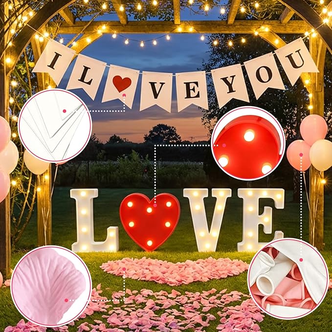 Valentine's Day Car Trunk Decoration Kit, with Balloon Rose Petals and I Love You Logo, Suitable For Decorating Proposals and Surprise Sirthday Confessions | by Zounys