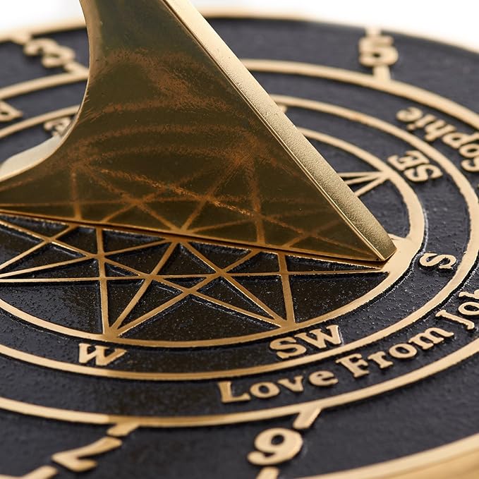The Metal Foundry Personalized Large English Brass Sundial Gift, Handmade in England, Cast with Your Message, Perfect Present for Birthday or Christmas
