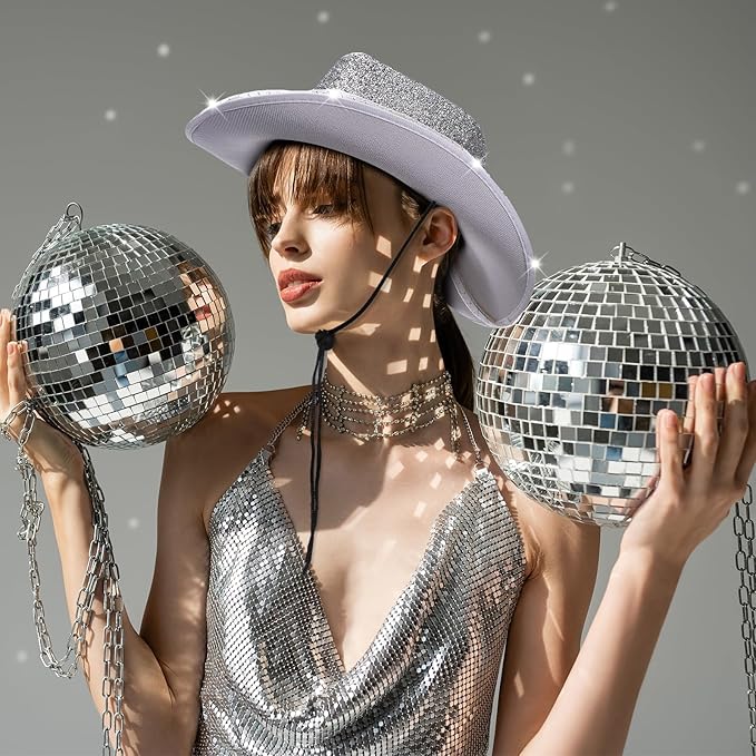 20 Pack Lights Cowboy Cowgirl Hat LED Flashing Light Up Hat for Western Bachelorette Party Wedding Bridal