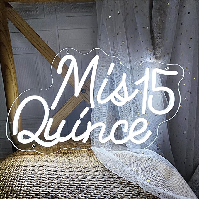 Mis Quince Neon Sign for Wall Decor,Happy Birthday Neon Signs for Bedroom Wall with Dimmable Switch for Any Age Children's Room, Bar, Party, Christmas, Wedding Decoration,SIGNVIA,40 * 25cm