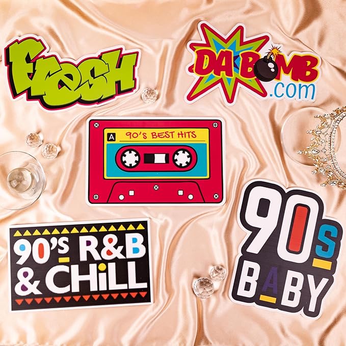 (90's Pack) Elevate Your Photo Booth Experience with Our Durable & Waterproof Pack of Signs-Perfect for Weddings, Birthdays, and Photo Booth Businesses - PVC Foamboard Photo Props
