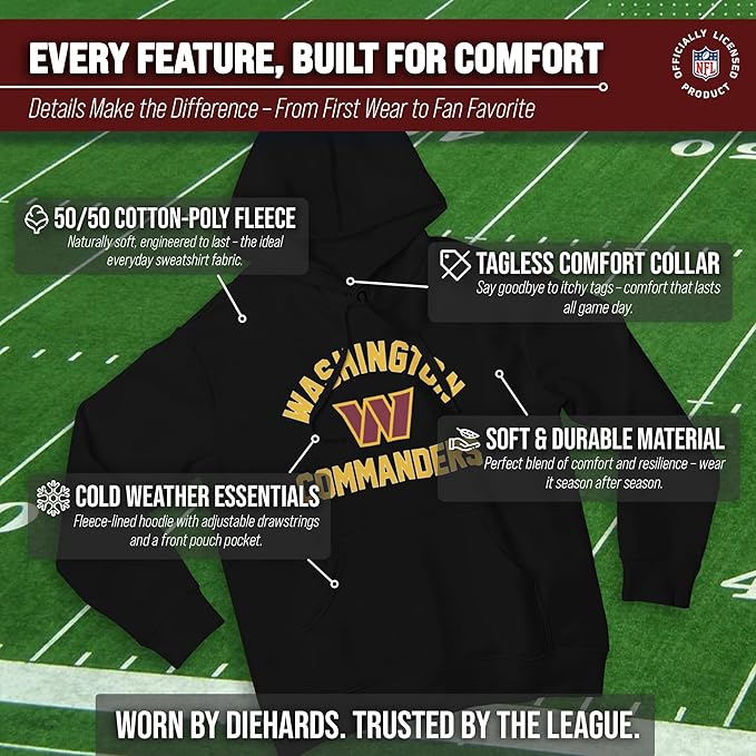 Team Fan Apparel NFL Adult Gameday Hooded Sweatshirt - Poly Fleece Cotton Blend - Stay Warm and Represent Your Team in Style