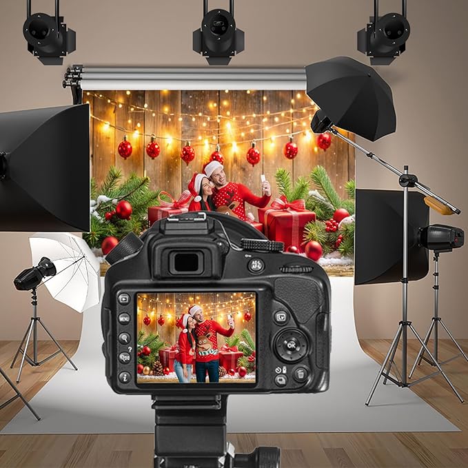 Baocicco 8x6.5ft Merry Photo Background for Christmas Party Decorations Red Baubles Merry Xmas Trees Banner Backdrop Winter Holiday Party Decorations Banner Baby Shower Photo Studio