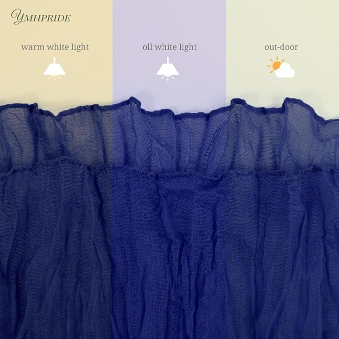 12 Pack Cheesecloth Table Runner 35 x 120 inch Long Boho Cheese Cloth Gauze Table Runners Semi Sheer Table Runner for Wedding Decor, Bridal Shower, Birthday Party (Royal Blue)