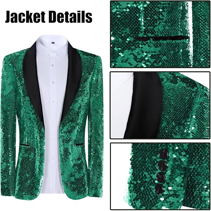 High-End Suits Sequins Men Tuxedo Sparkly Shawl Lapel Homecoming Suit Glitter 2 Pieces Party Prom Festival Blazer Pants