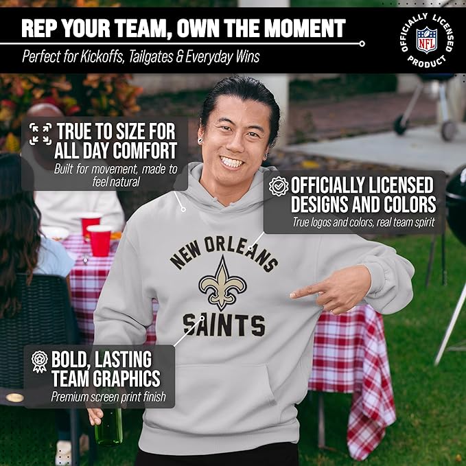 Team Fan Apparel NFL Adult Gameday Hooded Sweatshirt - Poly Fleece Cotton Blend - Stay Warm and Represent Your Team in Style