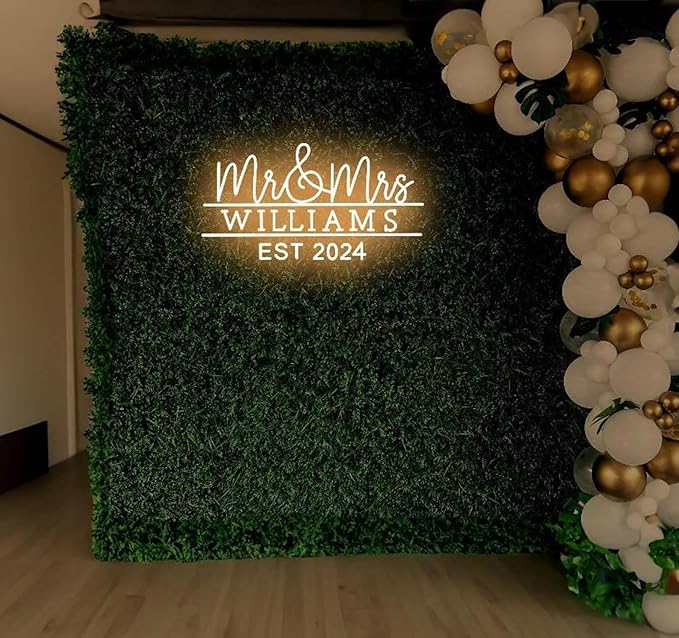 Mr and Mrs Name Neon Sign Custom Last Name LED Neon Light Home Wall Decor Wedding Engagement Party Backdrop Decoration Personalized Gifts ﻿