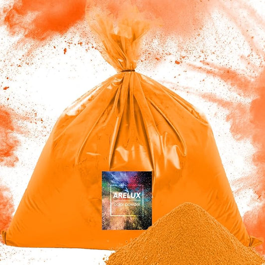 ARELUX Bright Orange Color Powder - 6lbs Bulk (2x3lb) for Color Wars, Powder War & Fun Events | Durable Individual Packets, Vibrant Holi Powder for Gender Reveal, Run, Rangoli, Parties | Non-Toxic