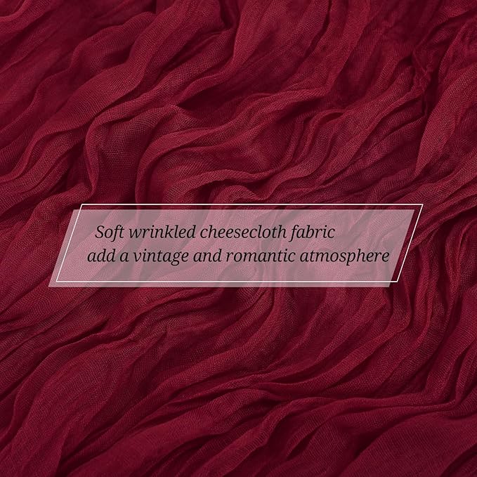25 Pack Burgundy Cheesecloth Table Runner 17 x 108 Inch Fall Thanksgiving Boho Rustic Farmhouse Gauze Cheese Cloth Runner for Wedding Party Baby Shower Home Decor Holiday Decorations