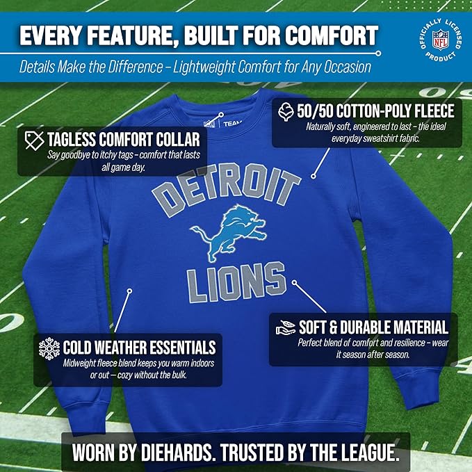 Team Fan Apparel NFL Adult Gameday Football Crewneck Sweatshirt - Cotton Blend - Stay warm, comfortable & stylish on game day